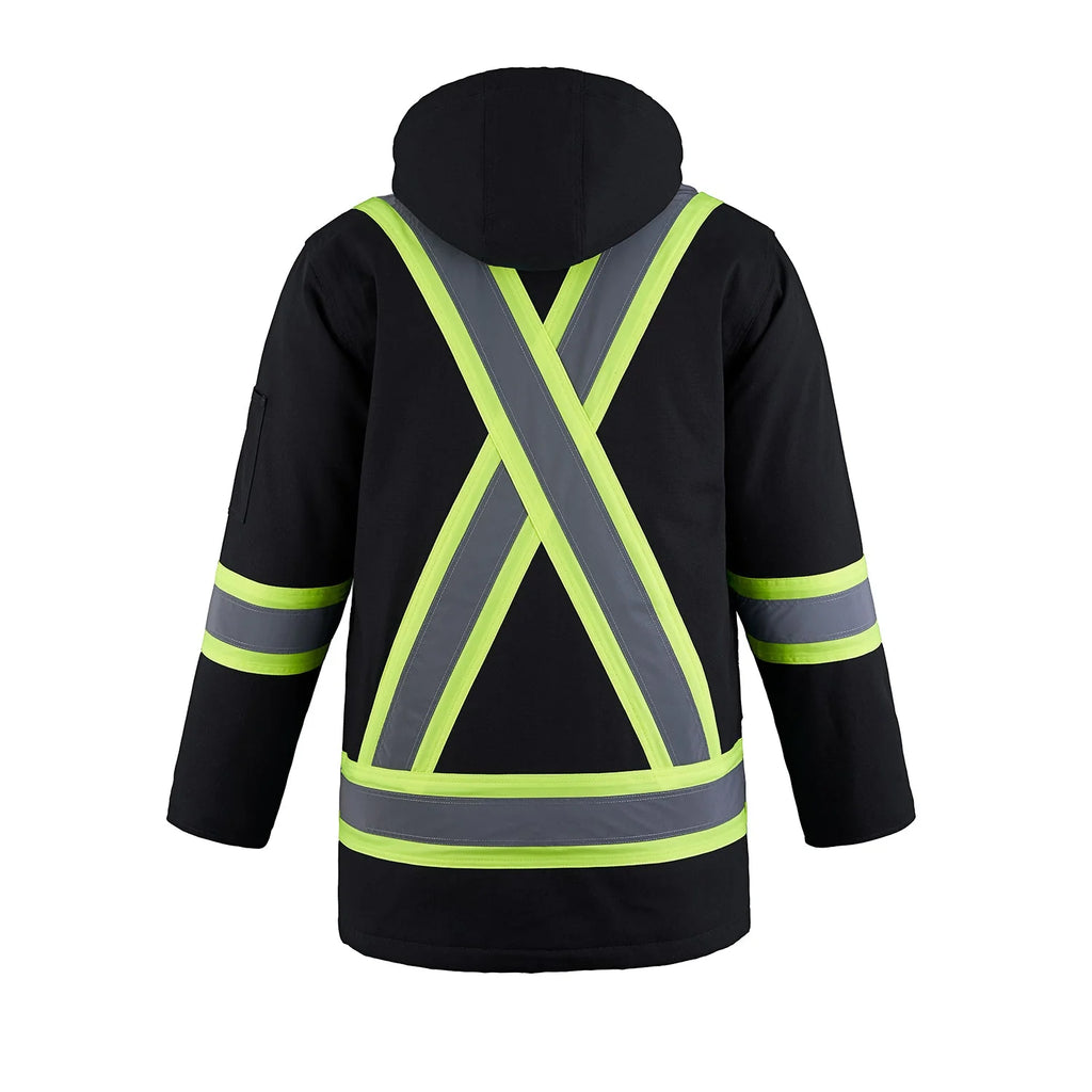 HI-VIS CANVAS INSULATED PARKA SAFETY JACKET (L01292)