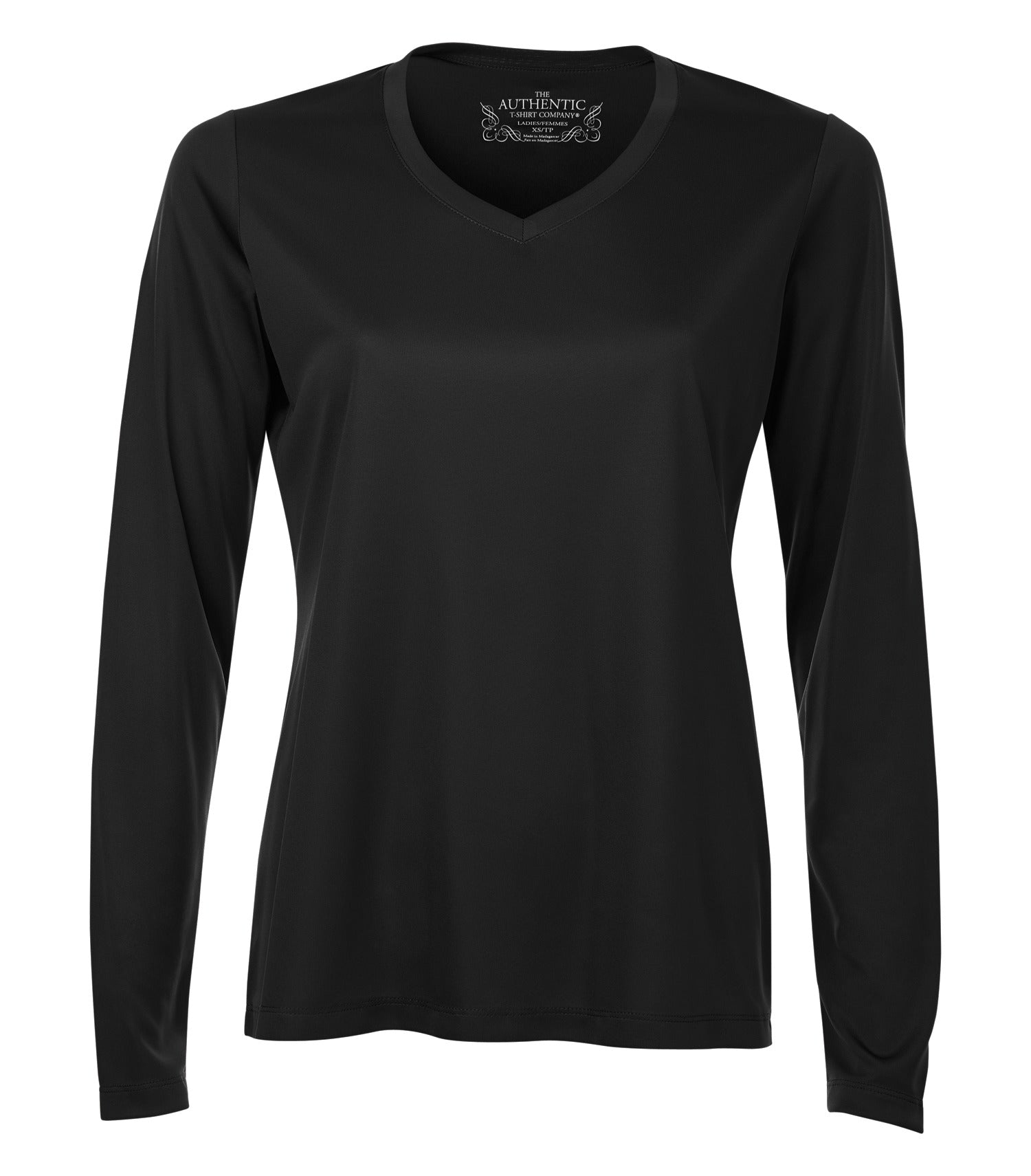 WOMEN'S STANDARD LONGSLEEVE V-NECK POLYESTER T-SHIRT (L3520LS)