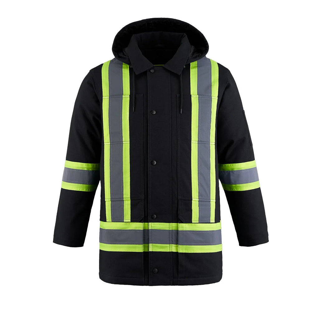 HI-VIS CANVAS INSULATED PARKA SAFETY JACKET (L01292)