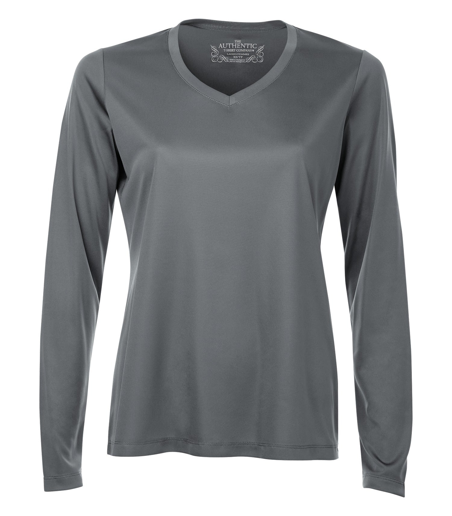 WOMEN'S STANDARD LONGSLEEVE V-NECK POLYESTER T-SHIRT (L3520LS)