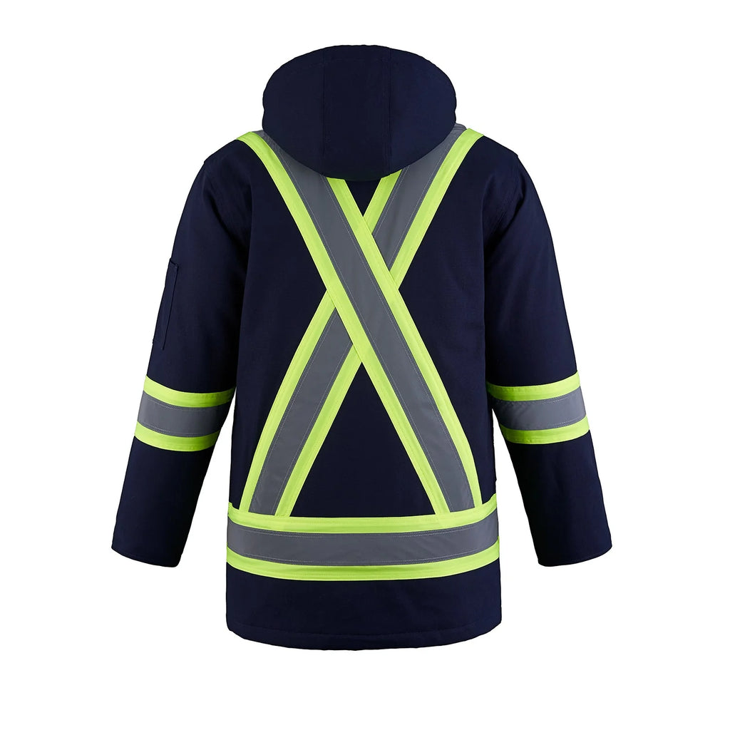 HI-VIS CANVAS INSULATED PARKA SAFETY JACKET (L01292)