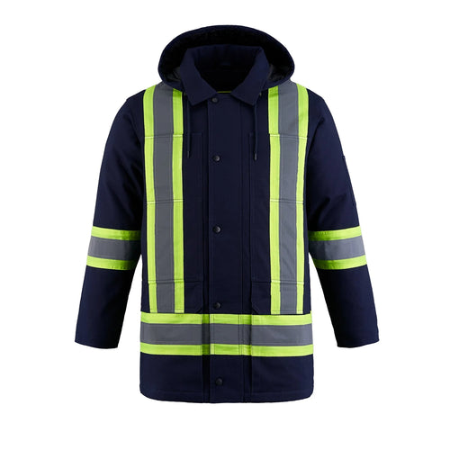 HI-VIS CANVAS INSULATED PARKA SAFETY JACKET (L01292)