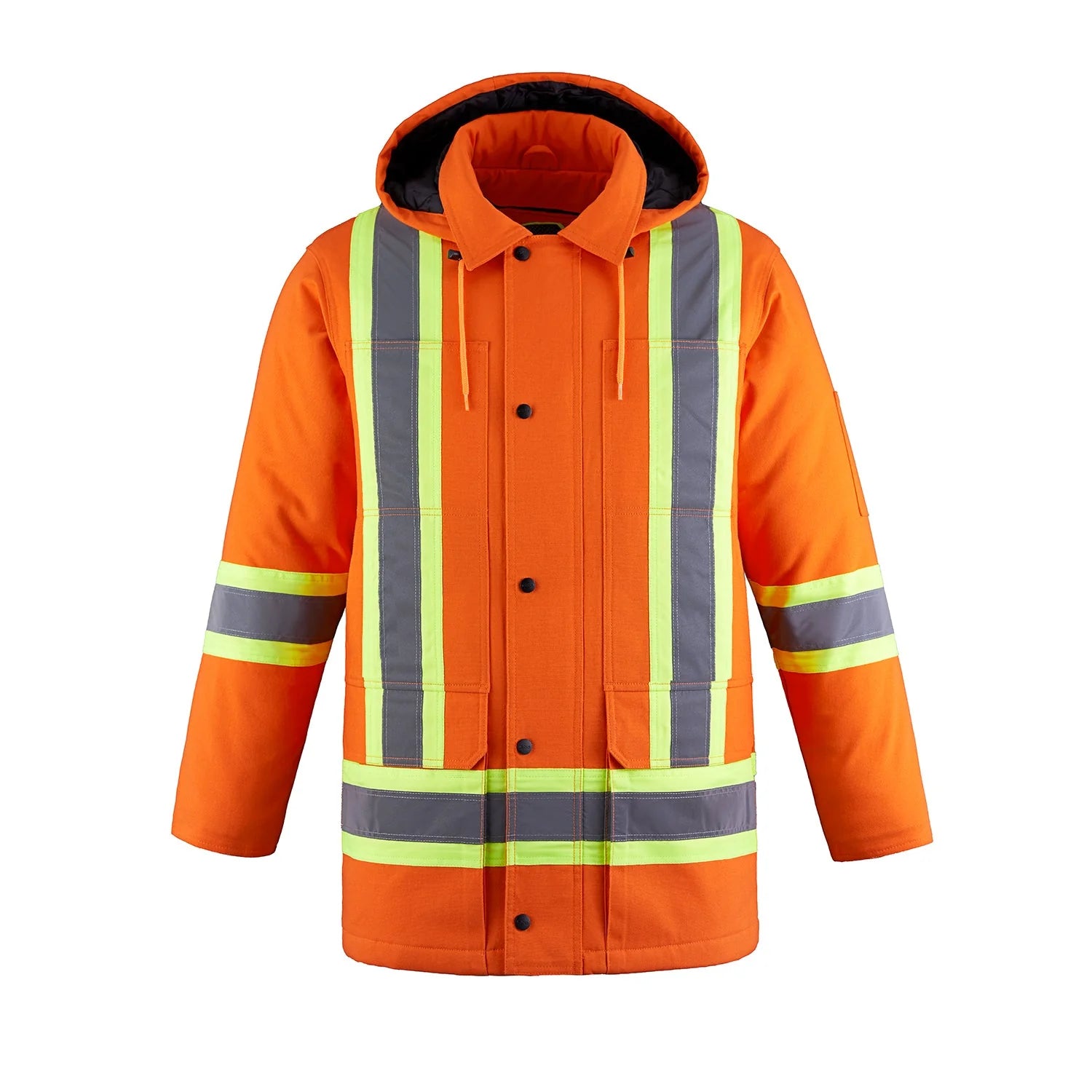 HI-VIS CANVAS INSULATED PARKA SAFETY JACKET (L01292)