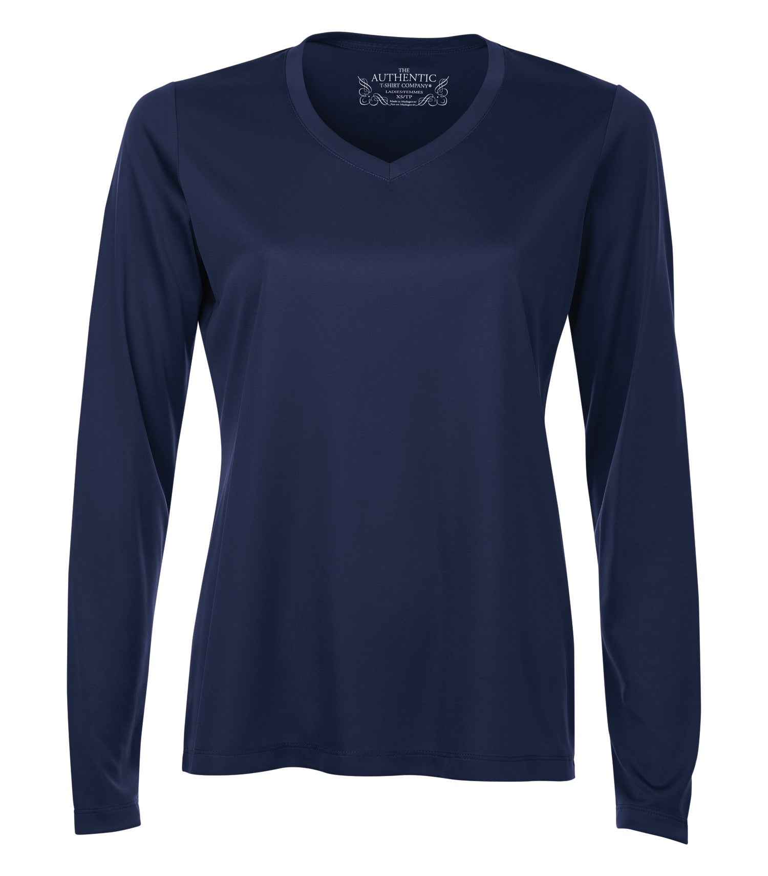 WOMEN'S STANDARD LONGSLEEVE V-NECK POLYESTER T-SHIRT (L3520LS)