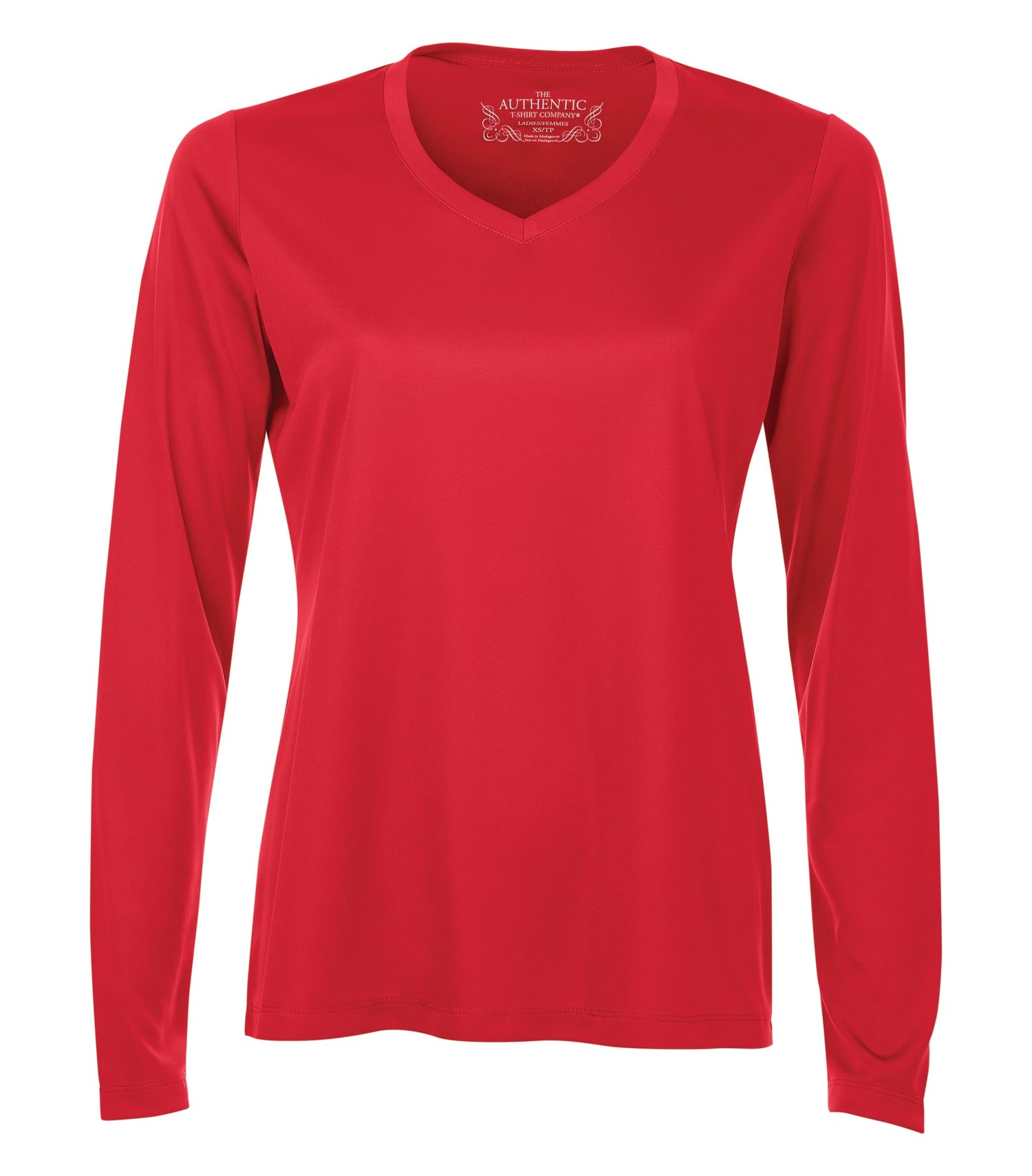 WOMEN'S STANDARD LONGSLEEVE V-NECK POLYESTER T-SHIRT (L3520LS)