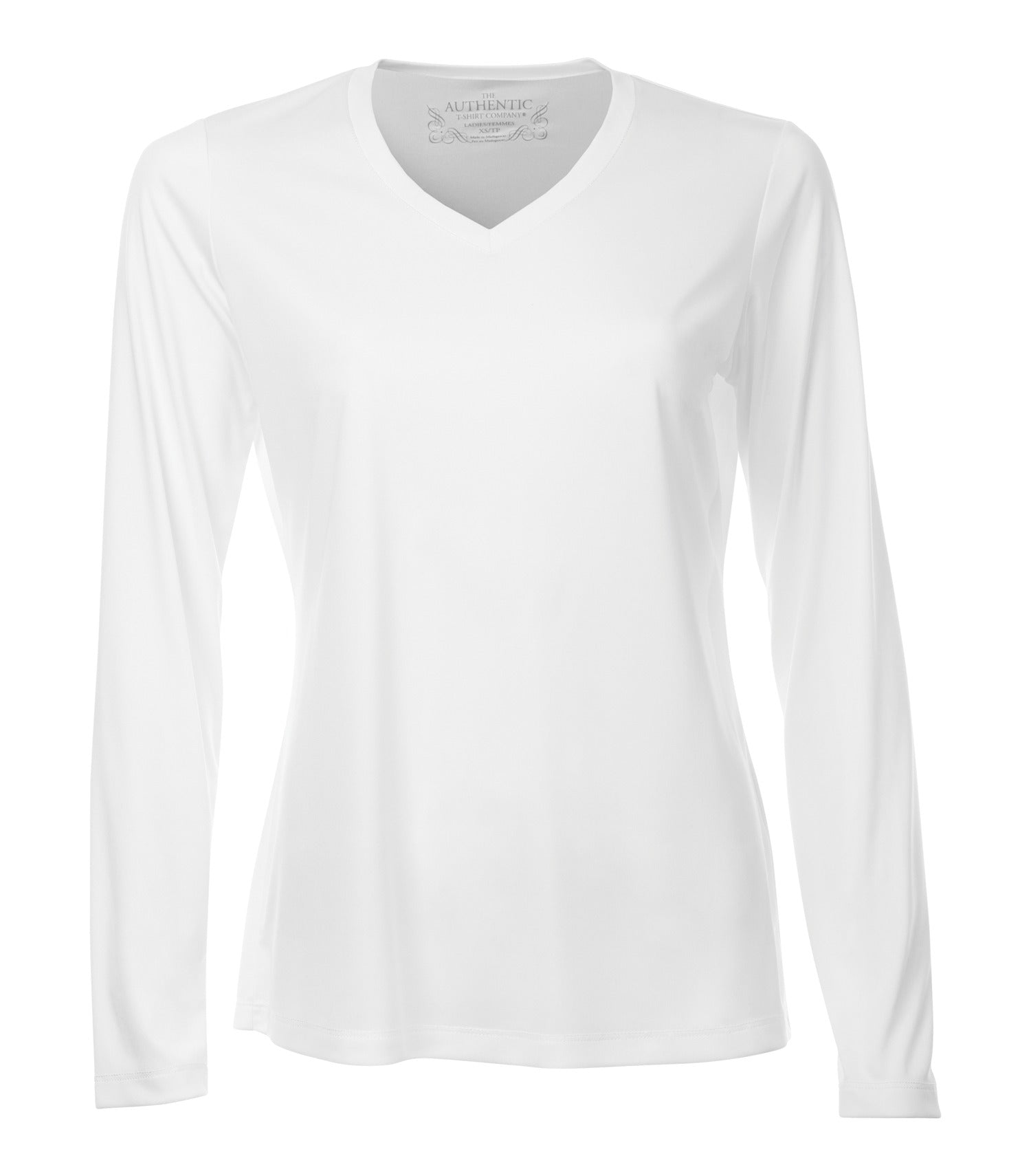 WOMEN'S STANDARD LONGSLEEVE V-NECK POLYESTER T-SHIRT (L3520LS)