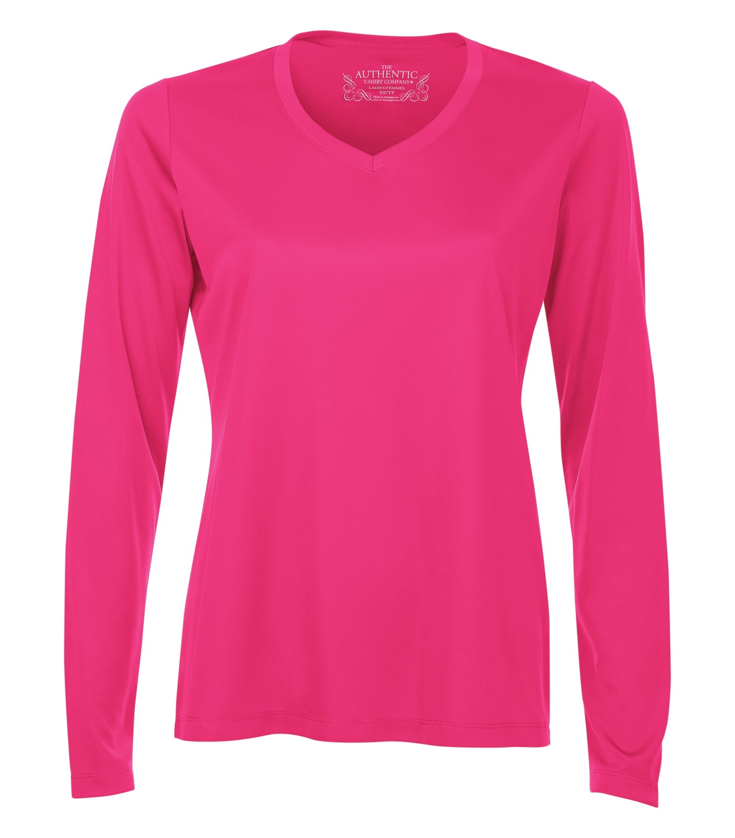 WOMEN'S STANDARD LONGSLEEVE V-NECK POLYESTER T-SHIRT (L3520LS)