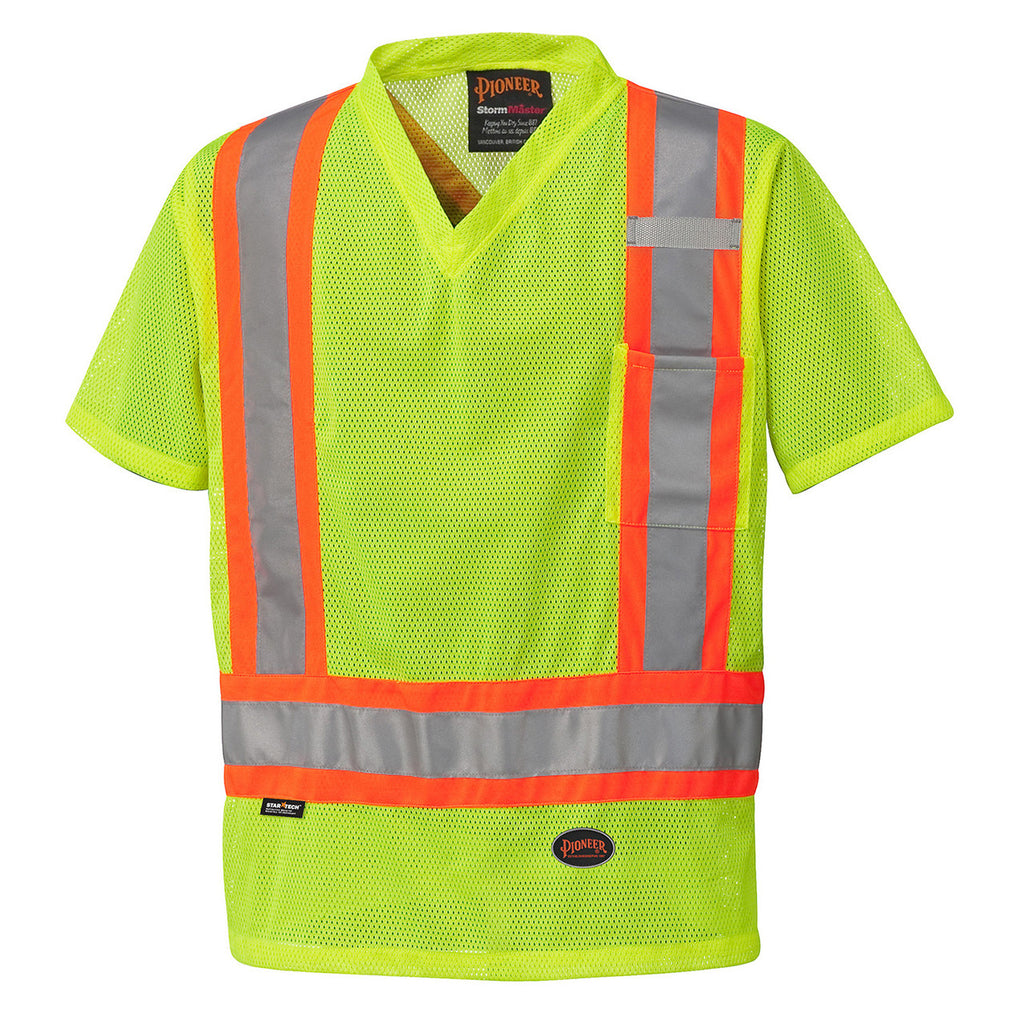 HI-VIS PIONEER® MESH V-NECK POCKET SAFETY T-SHIRT (5997)