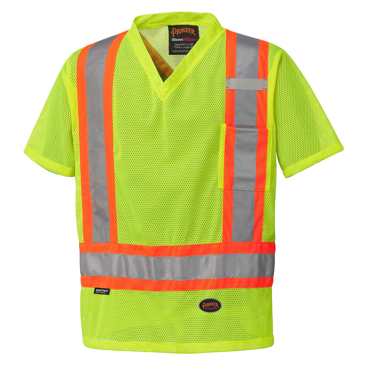 HI-VIS PIONEER® MESH V-NECK POCKET SAFETY T-SHIRT (5997)